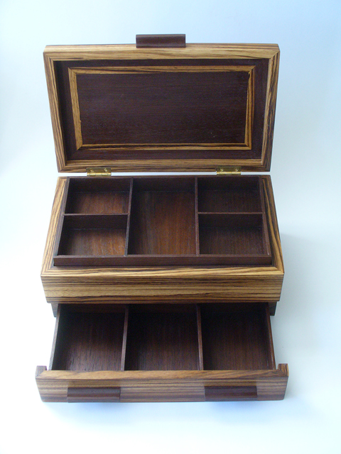 Zebrawood And Nogal Jewelry Box