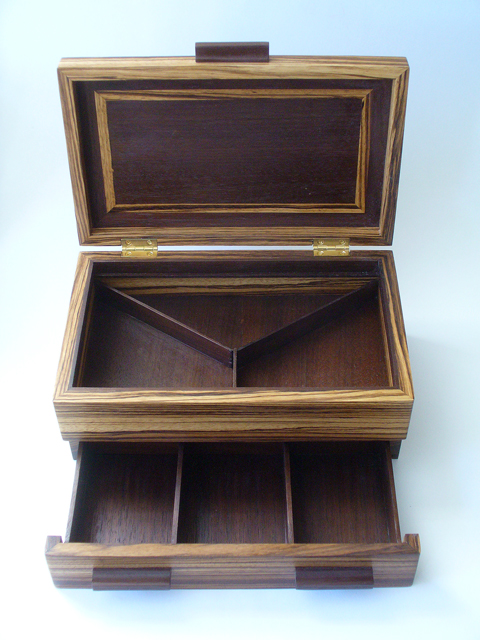 Zebrawood And Nogal Jewelry Box