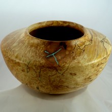 Spalted Maple Pot With Turquoise Spalted Maple Pot With Turquoise