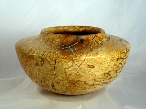 Spalted Maple Pot With Turquoise