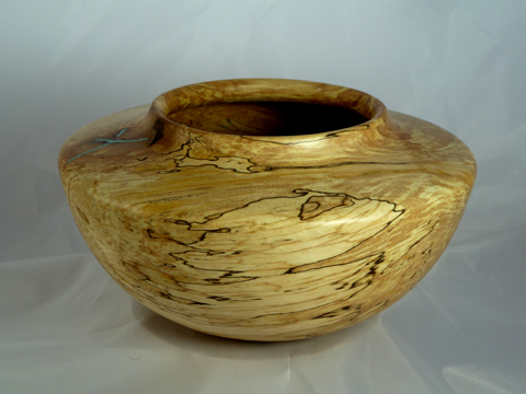 Spalted Maple Pot With Turquoise