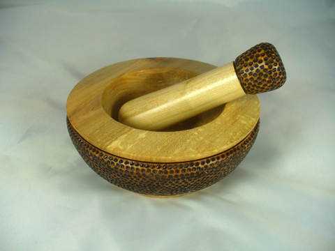 wooden mortar and pestle