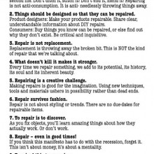 The Repair Manifesto The Repair Manifesto