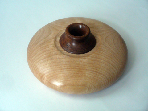 A Birch And Walnut Squat Pot