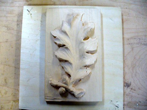 Sculptured Grape Leaf Woodcarvings