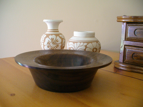 Walnut Bowl With A Flanged Rim