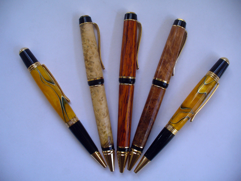 Box Elder Burl, Mexican Cocobolo and Maple Burl Pens