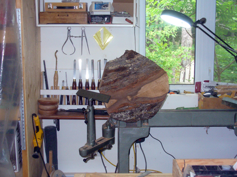 A Large Maple Bowl With Rings