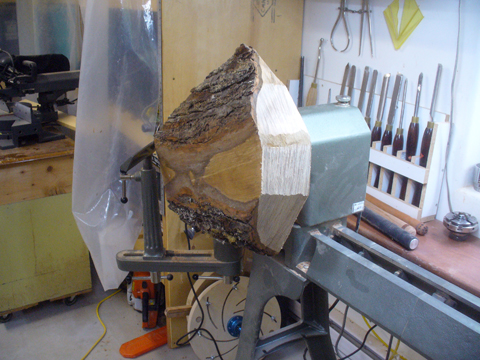 A Large Maple Bowl With Rings