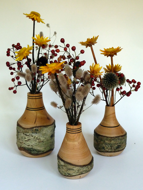 wooden vases