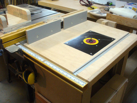 Combination table saw and router outlet table