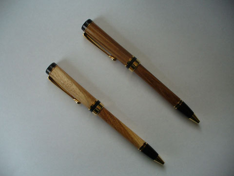Turned Pens Of Hickory And Zebrawood