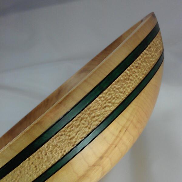 Sugar Maple bowl With Texture And Green Feature Bands