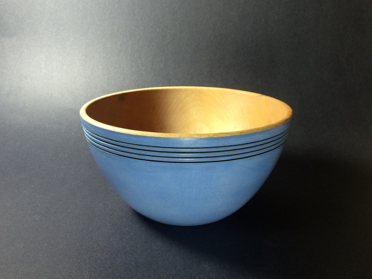 blue wooden bowl